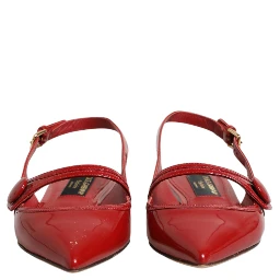 Red Leather Slingback Flats Sandals Shoes