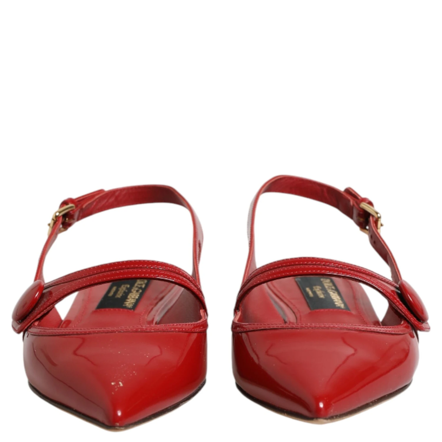 Red Leather Slingback Flats Sandals Shoes