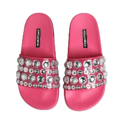 Pink Crystal Slides Sandals Beachwear Shoes