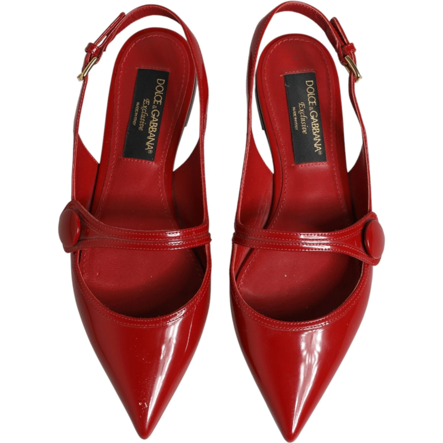 Red Leather Slingback Flats Sandals Shoes
