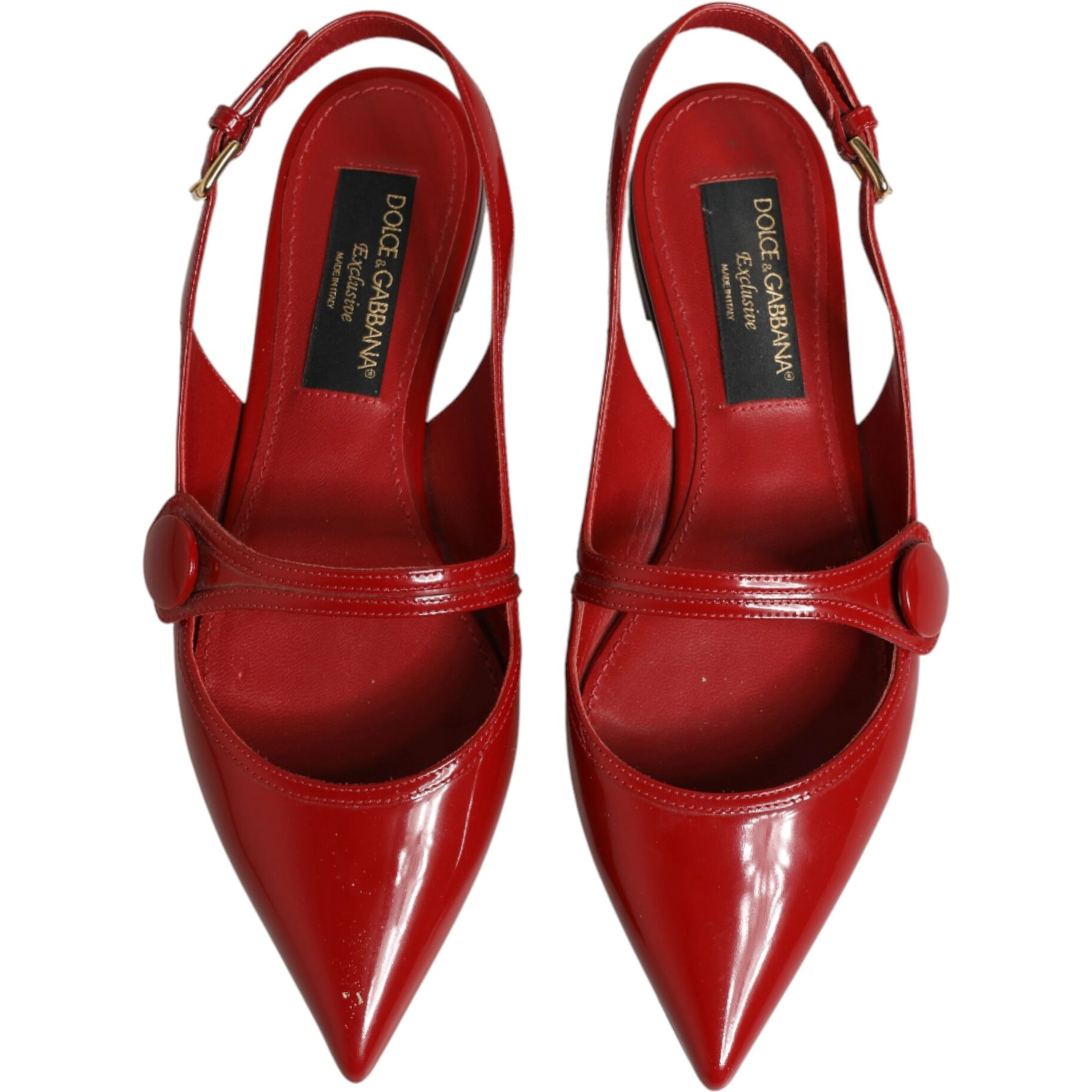 Red Leather Slingback Flats Sandals Shoes