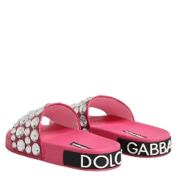 Pink Crystal Slides Sandals Beachwear Shoes