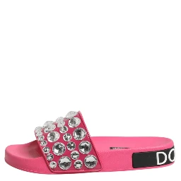 Pink Crystal Slides Sandals Beachwear Shoes