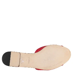 Red Embellished Flats Slip On Sandals Shoes