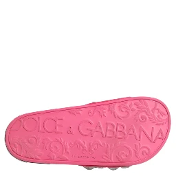 Pink Crystal Slides Sandals Beachwear Shoes