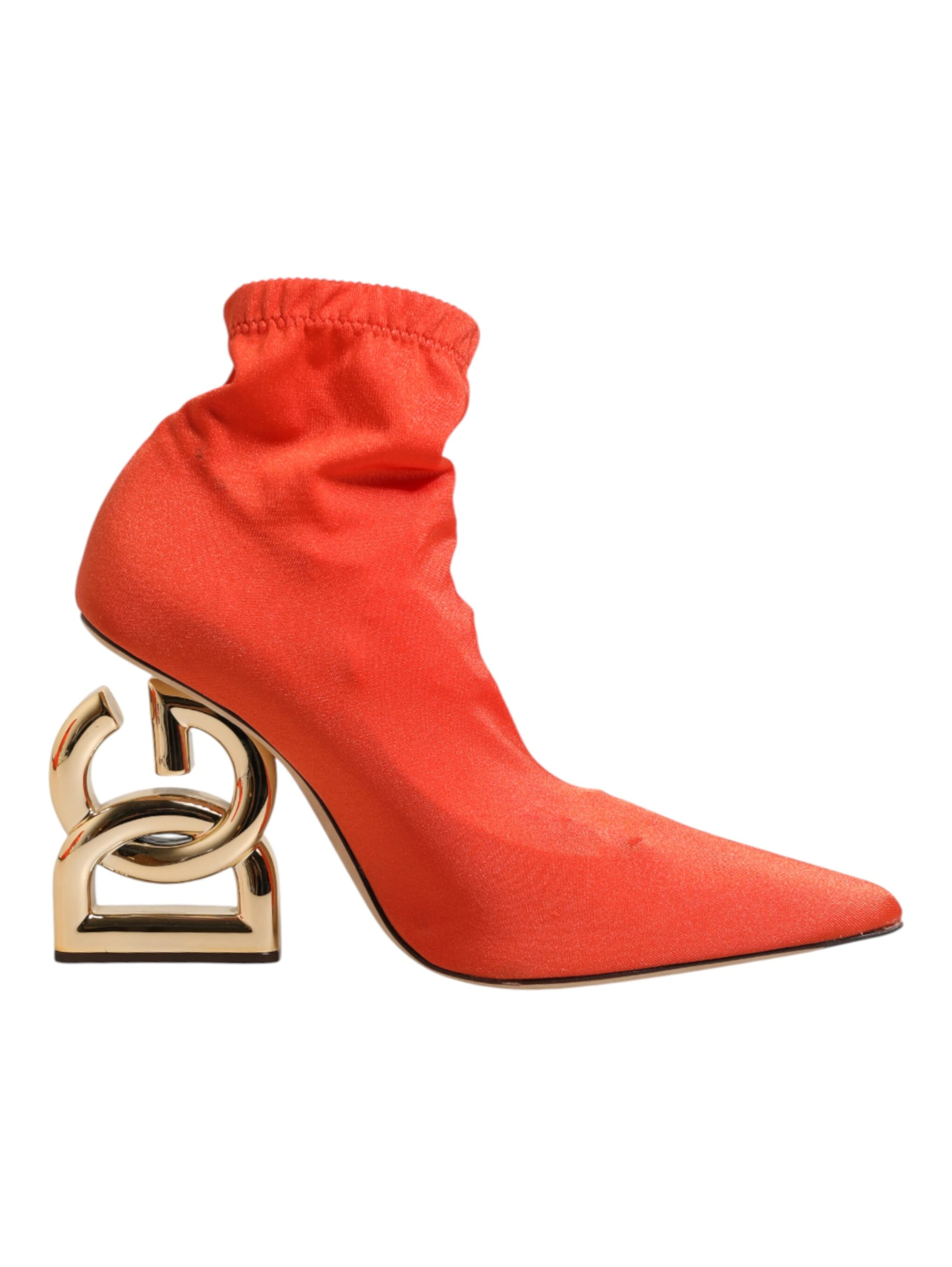 Orange DG Logo Heels Ankle Boots Shoes