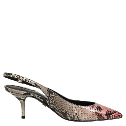 Multicolor Leather Heels Slingback Shoes