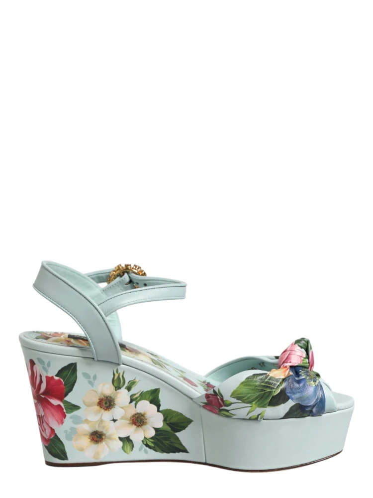 Green Floral Ankle Strap Wedge Sandals Shoes alternative