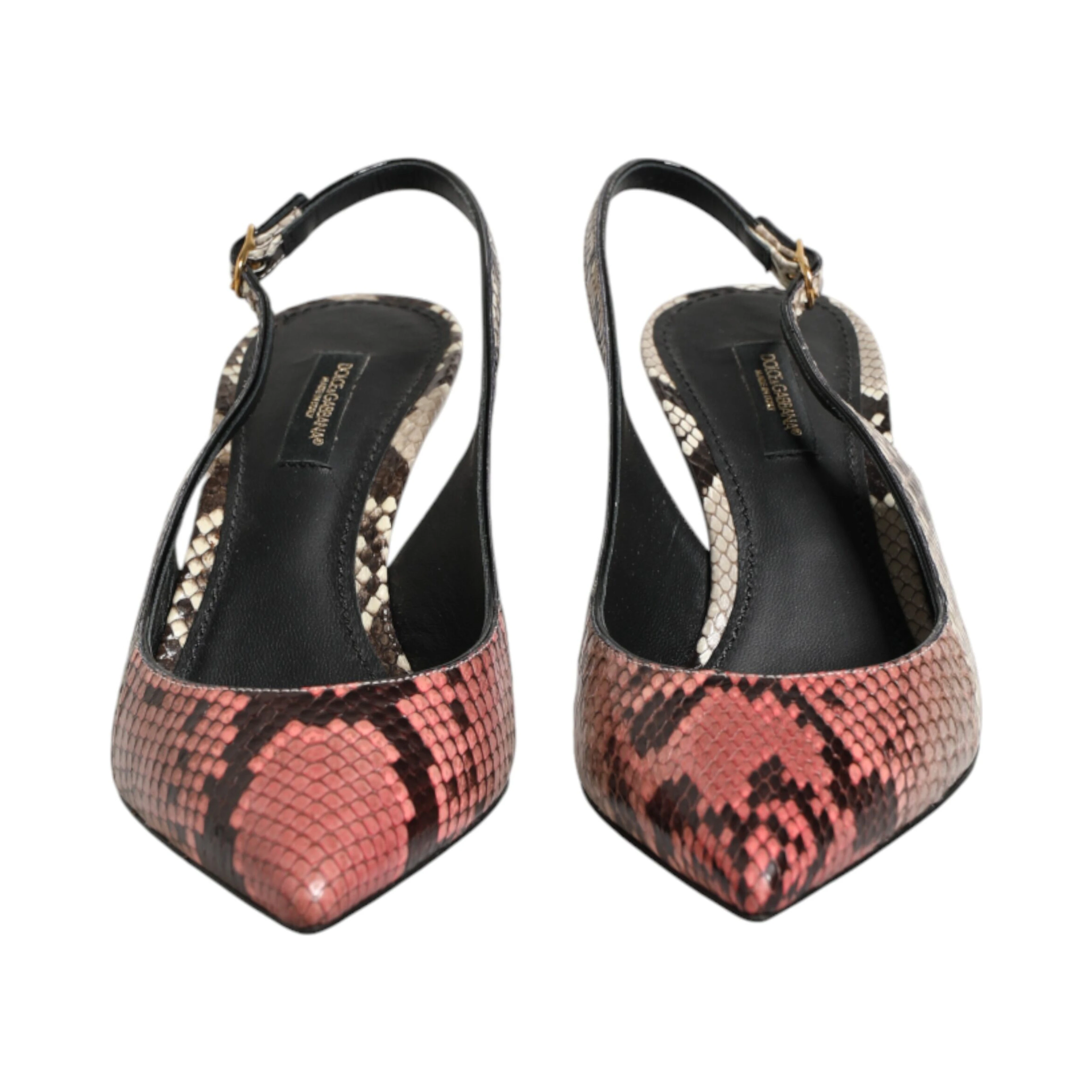 Multicolor Leather Heels Slingback Shoes