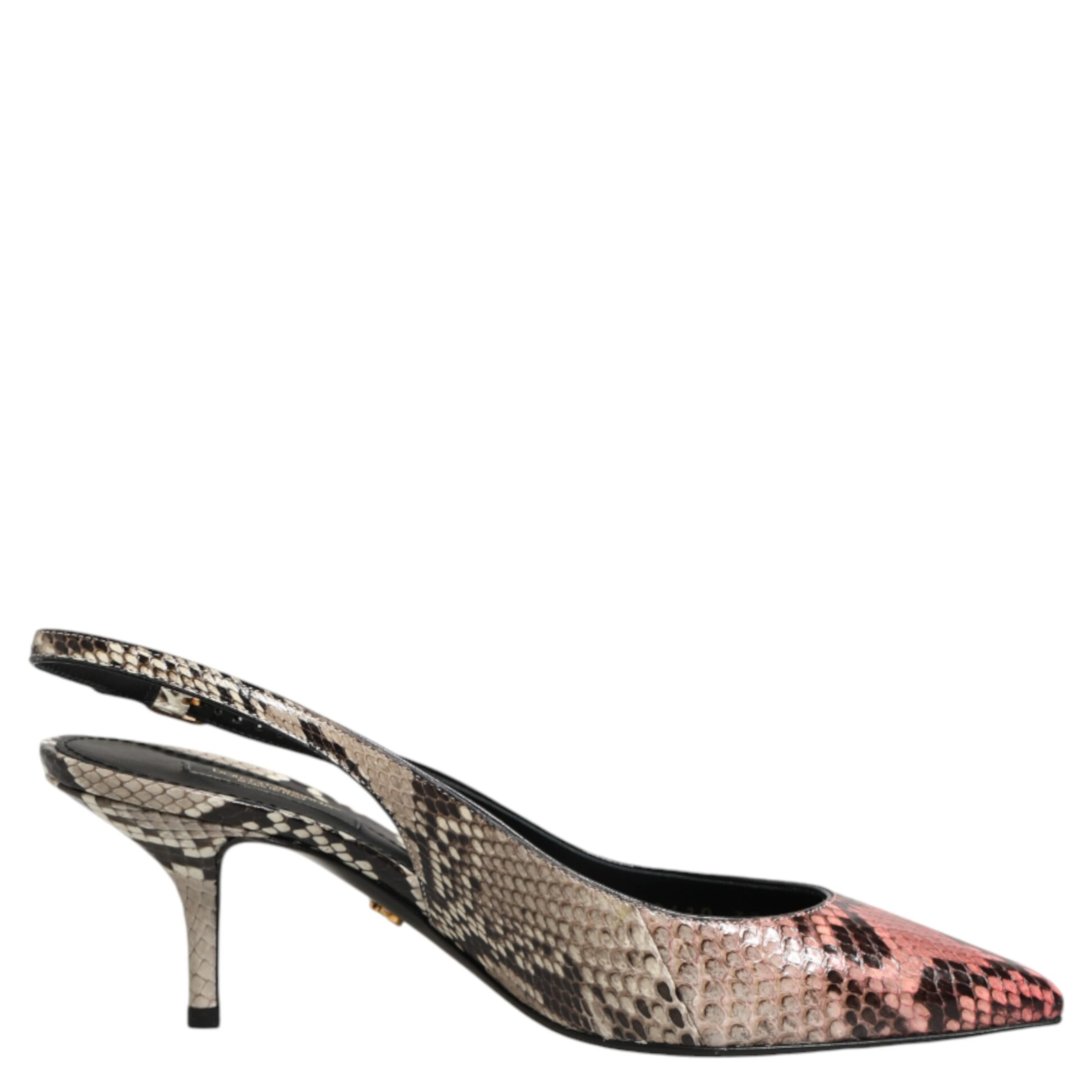 Multicolor Leather Heels Slingback Shoes