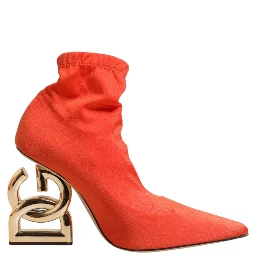 Orange DG Logo Heels Ankle Boots Shoes
