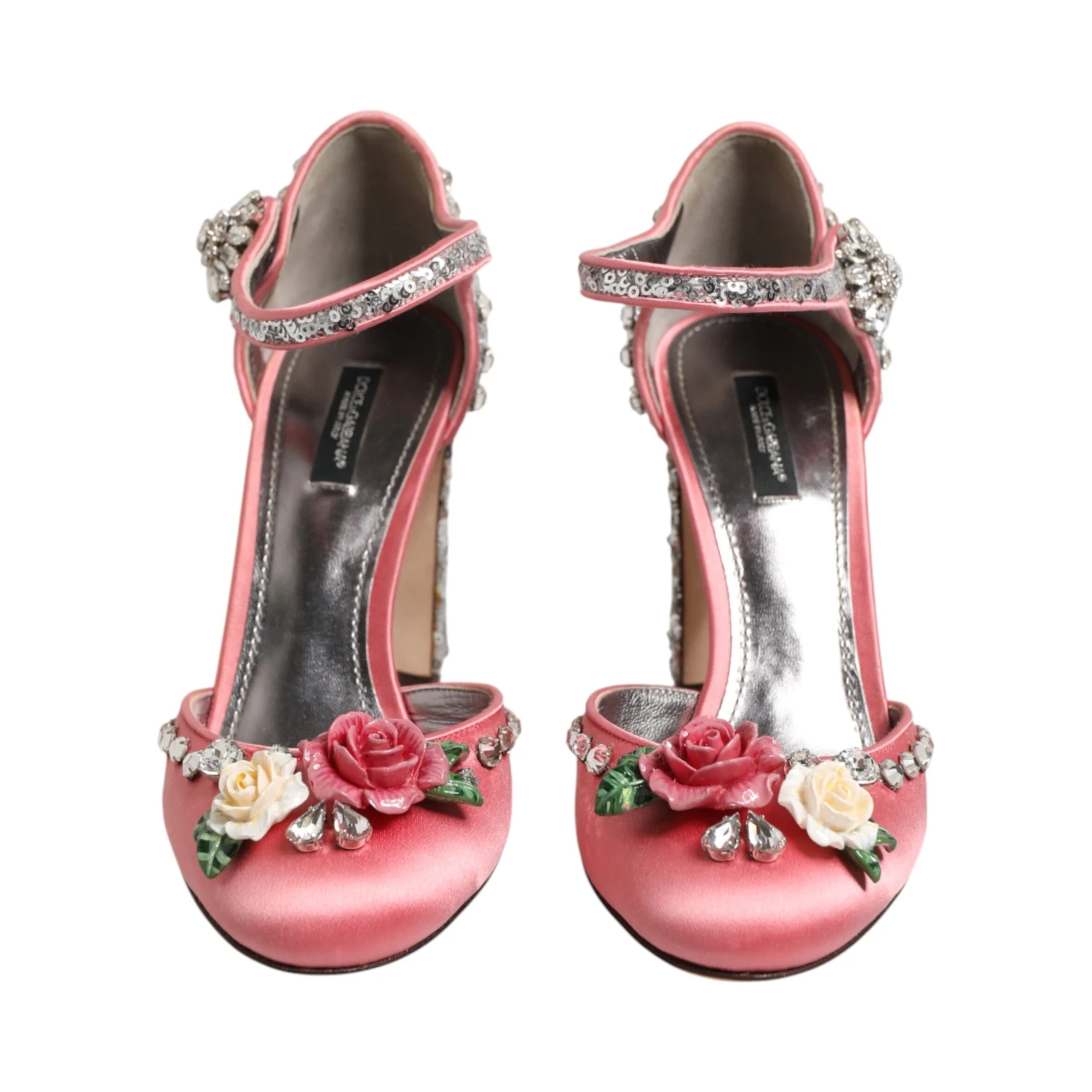 Pink Sequined Ankle Strap Sandals Shoes
