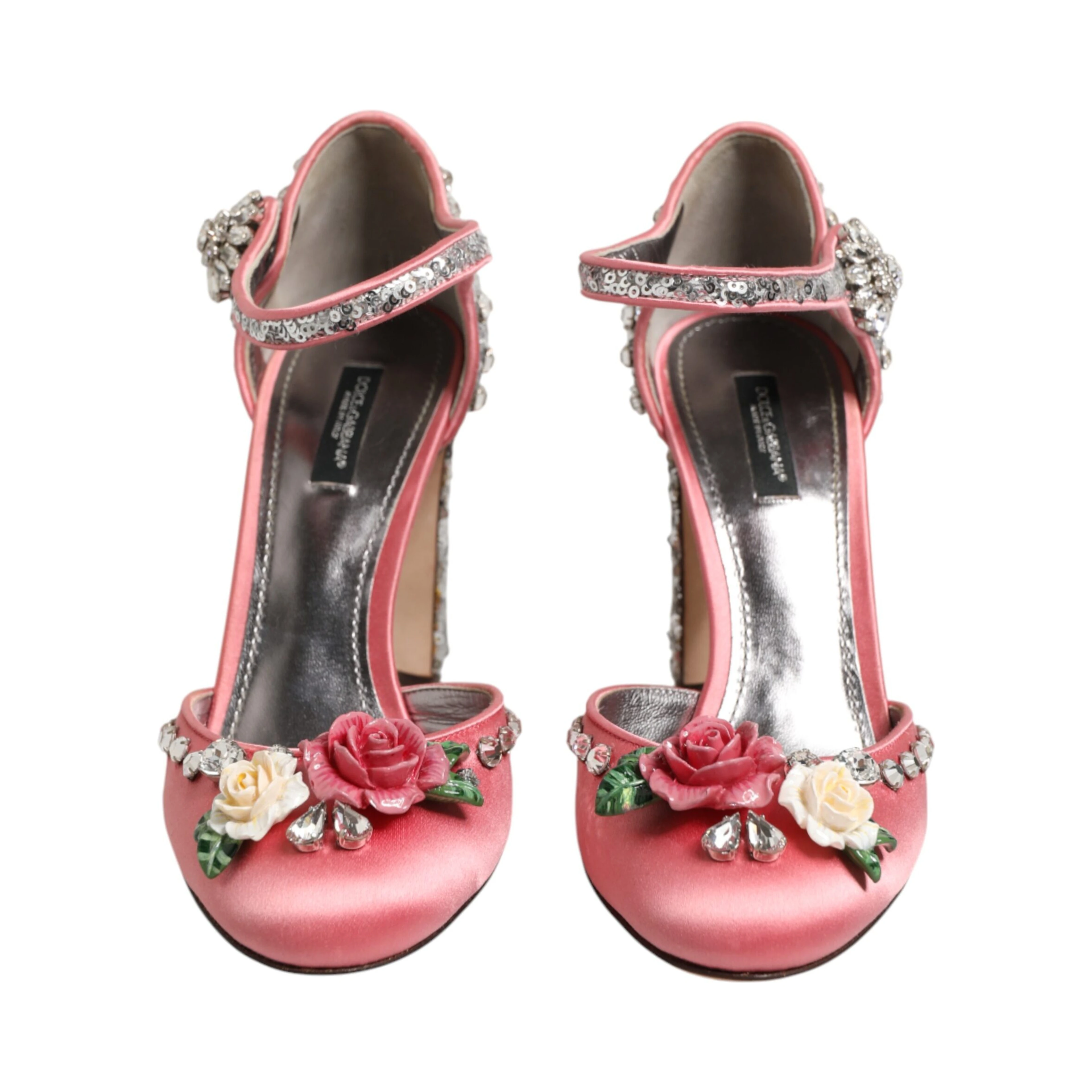 Pink Sequined Ankle Strap Sandals Shoes