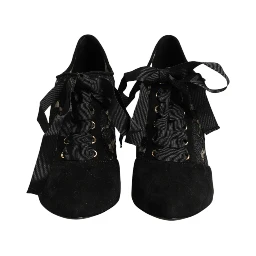 Black Floral High Heels LACE-UPS Pumps Shoes