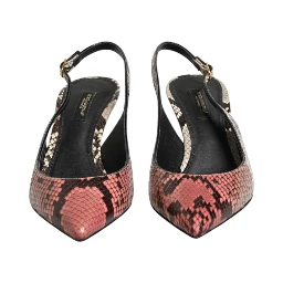 Multicolor Leather Heels Slingback Shoes