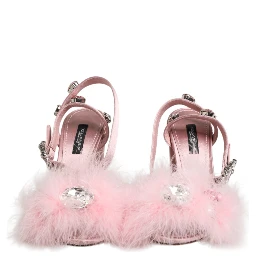 Pink Sequined Ankle Strap Sandals Shoes