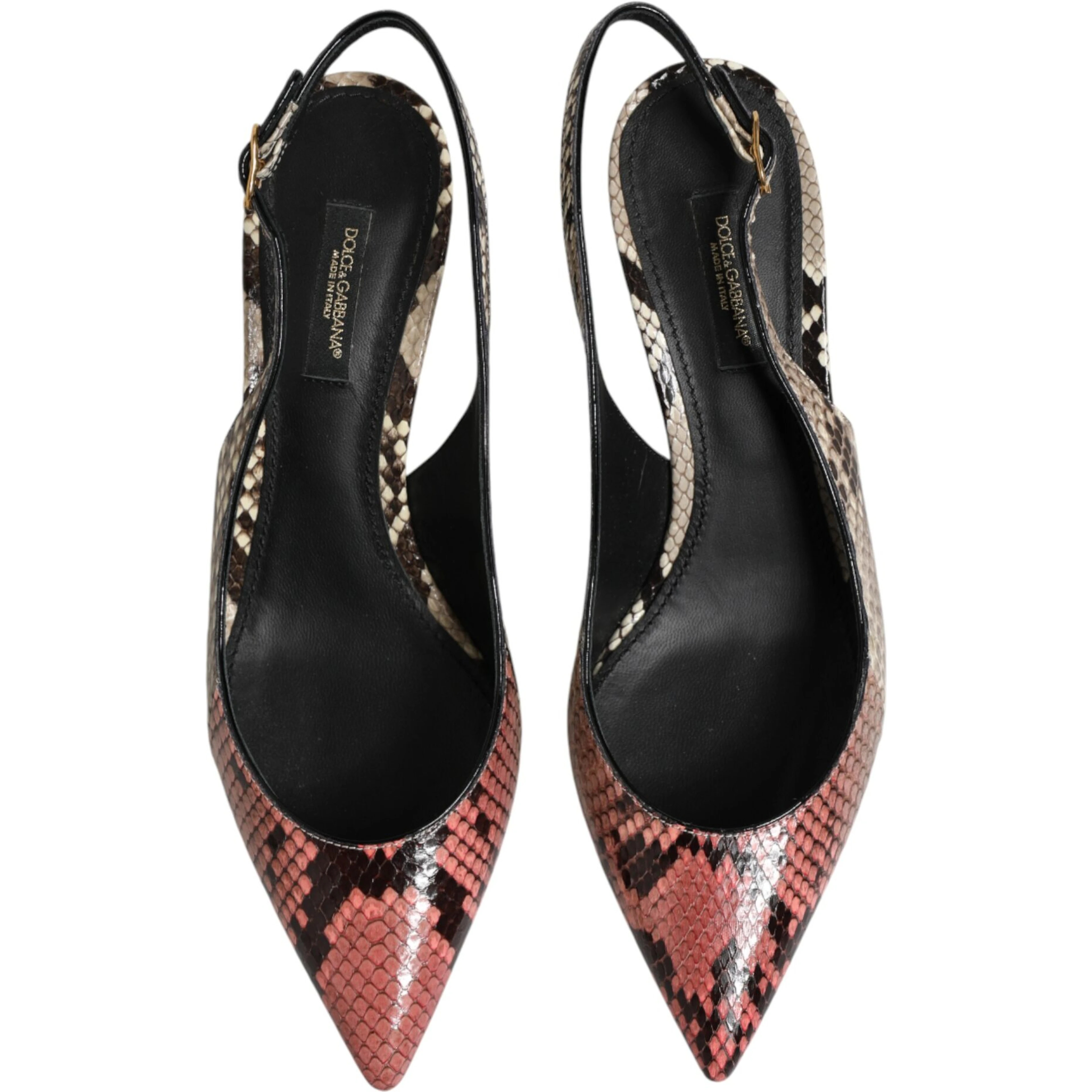 Multicolor Leather Heels Slingback Shoes