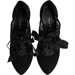 Black Floral High Heels LACE-UPS Pumps Shoes