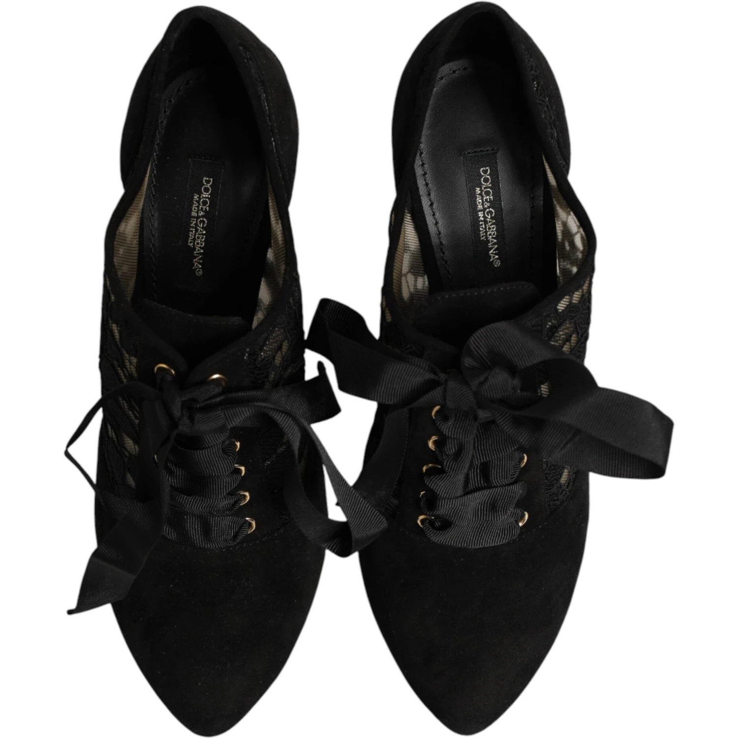 Black Floral High Heels LACE-UPS Pumps Shoes