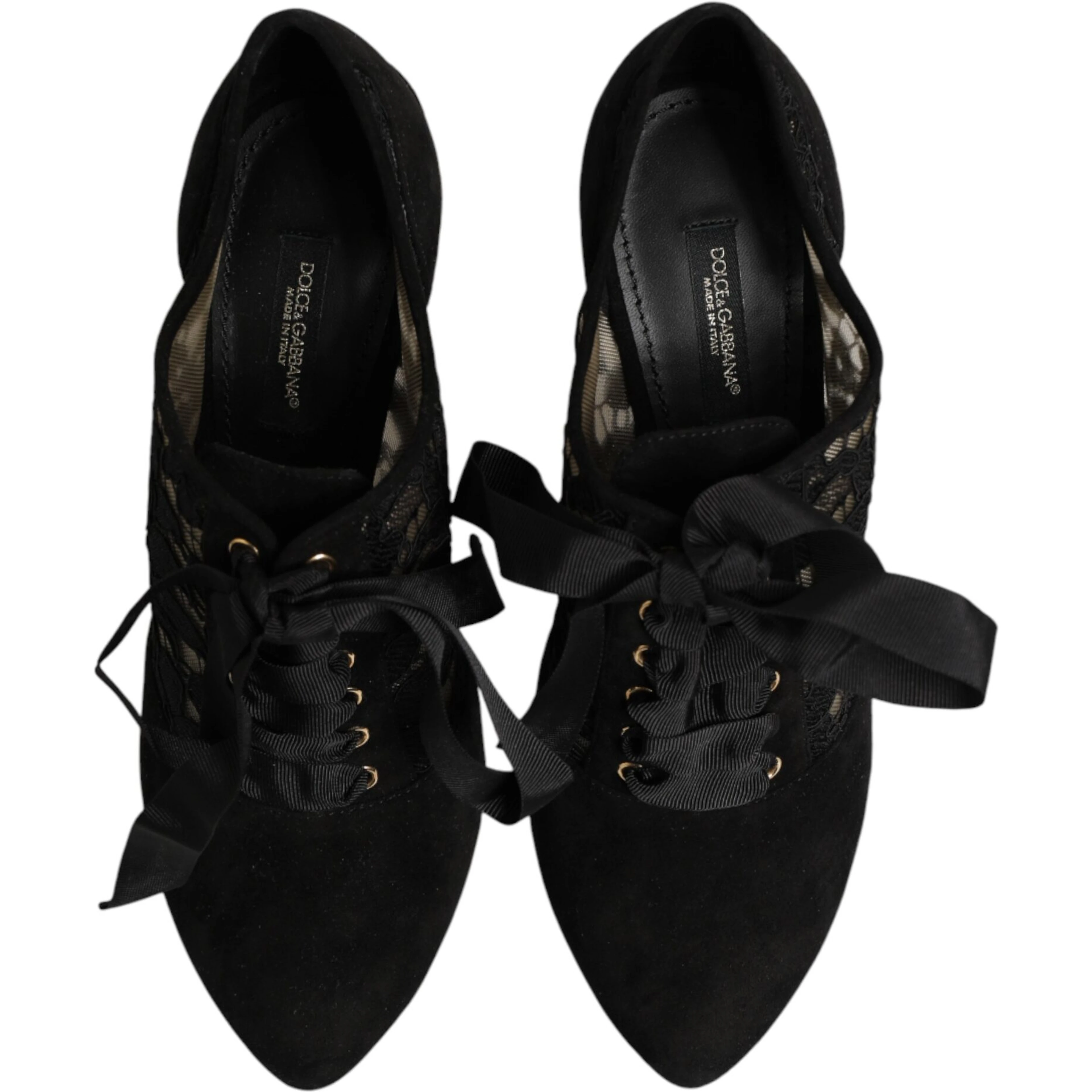 Black Floral High Heels LACE-UPS Pumps Shoes