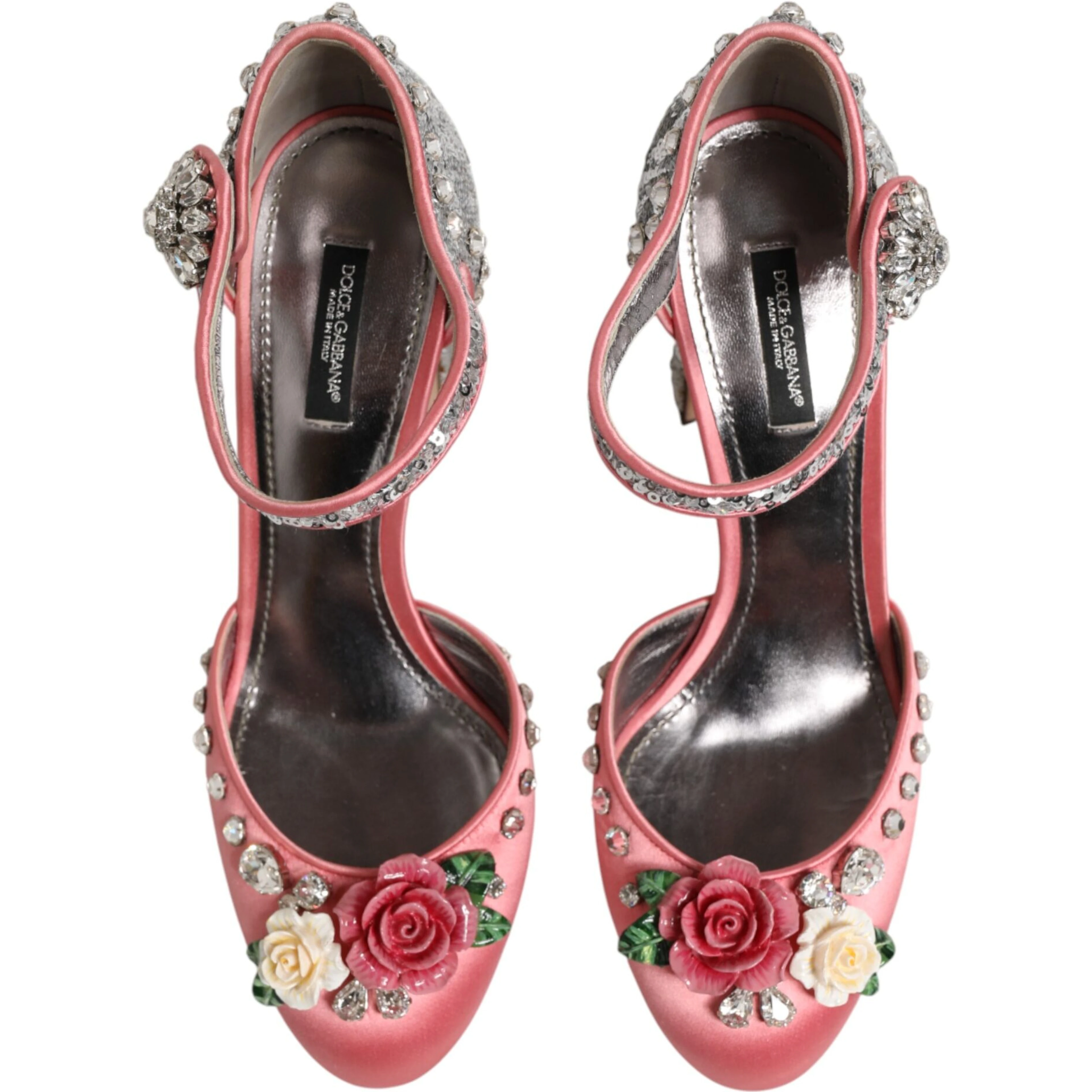 Pink Sequined Ankle Strap Sandals Shoes