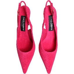 Pink Suede High Heels Slingback Shoes