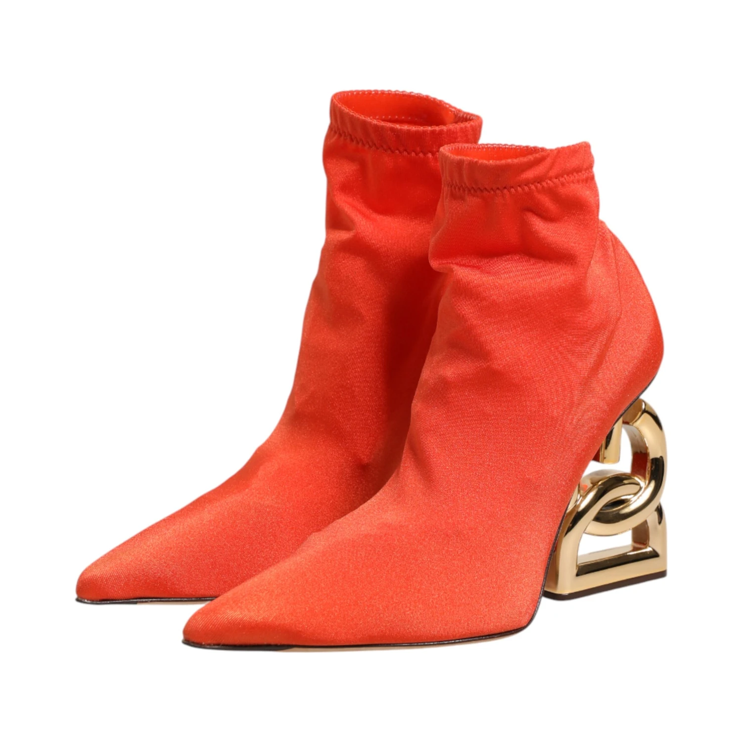 Orange DG Logo Heels Ankle Boots Shoes