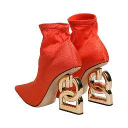 Orange DG Logo Heels Ankle Boots Shoes