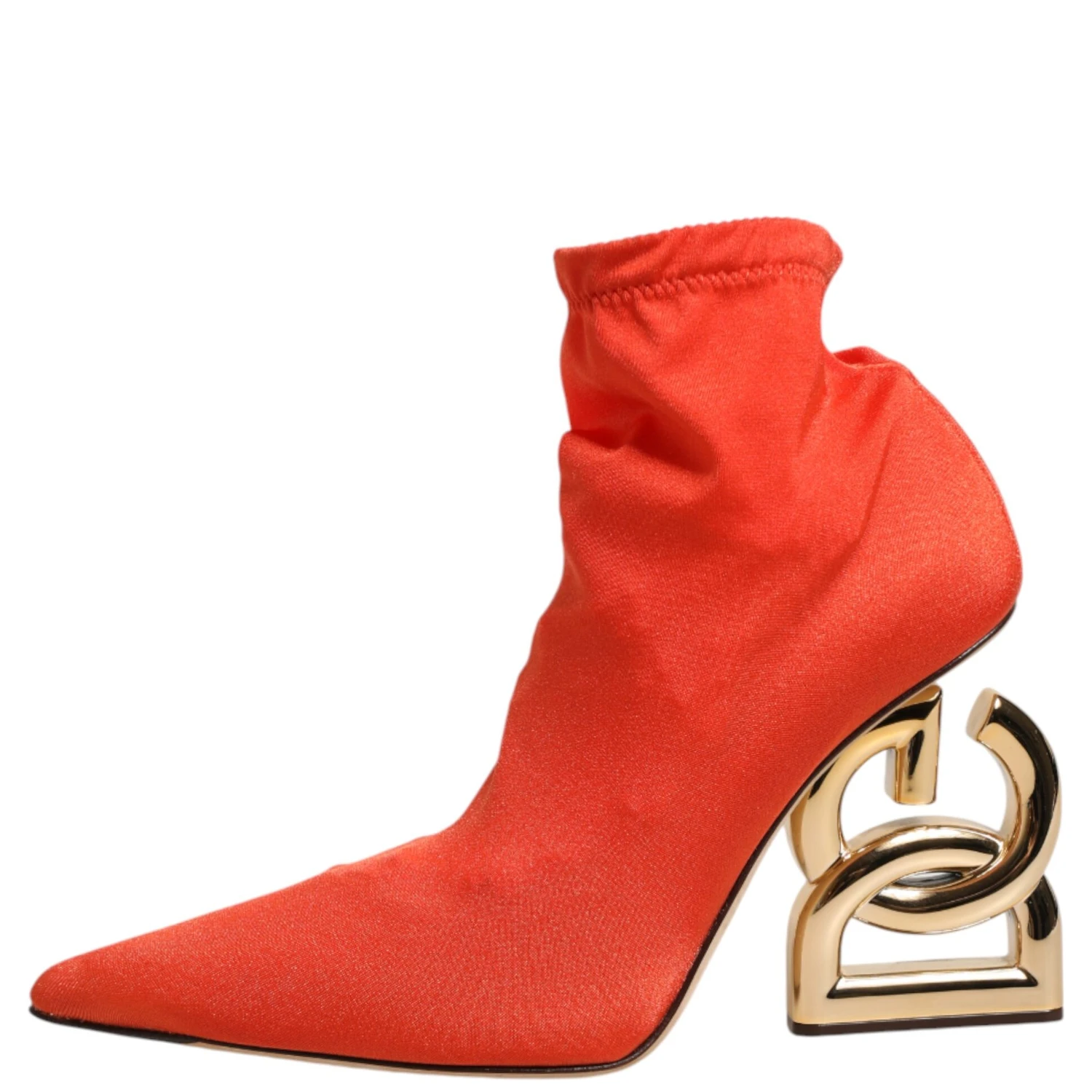 Orange DG Logo Heels Ankle Boots Shoes