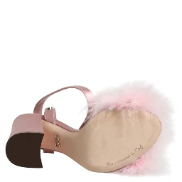 Pink Sequined Ankle Strap Sandals Shoes