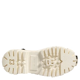 White Leather Rubber Logo Ankle Boots Shoes