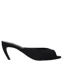 Black Fabric Flat Sandals