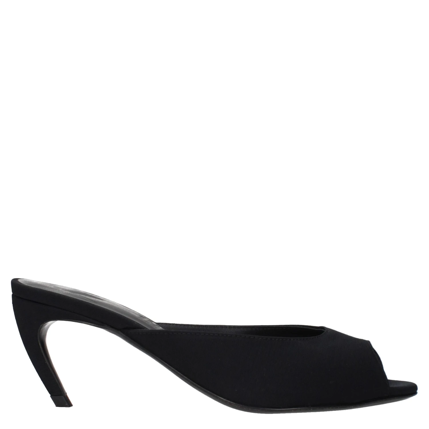 Black Fabric Flat Sandals