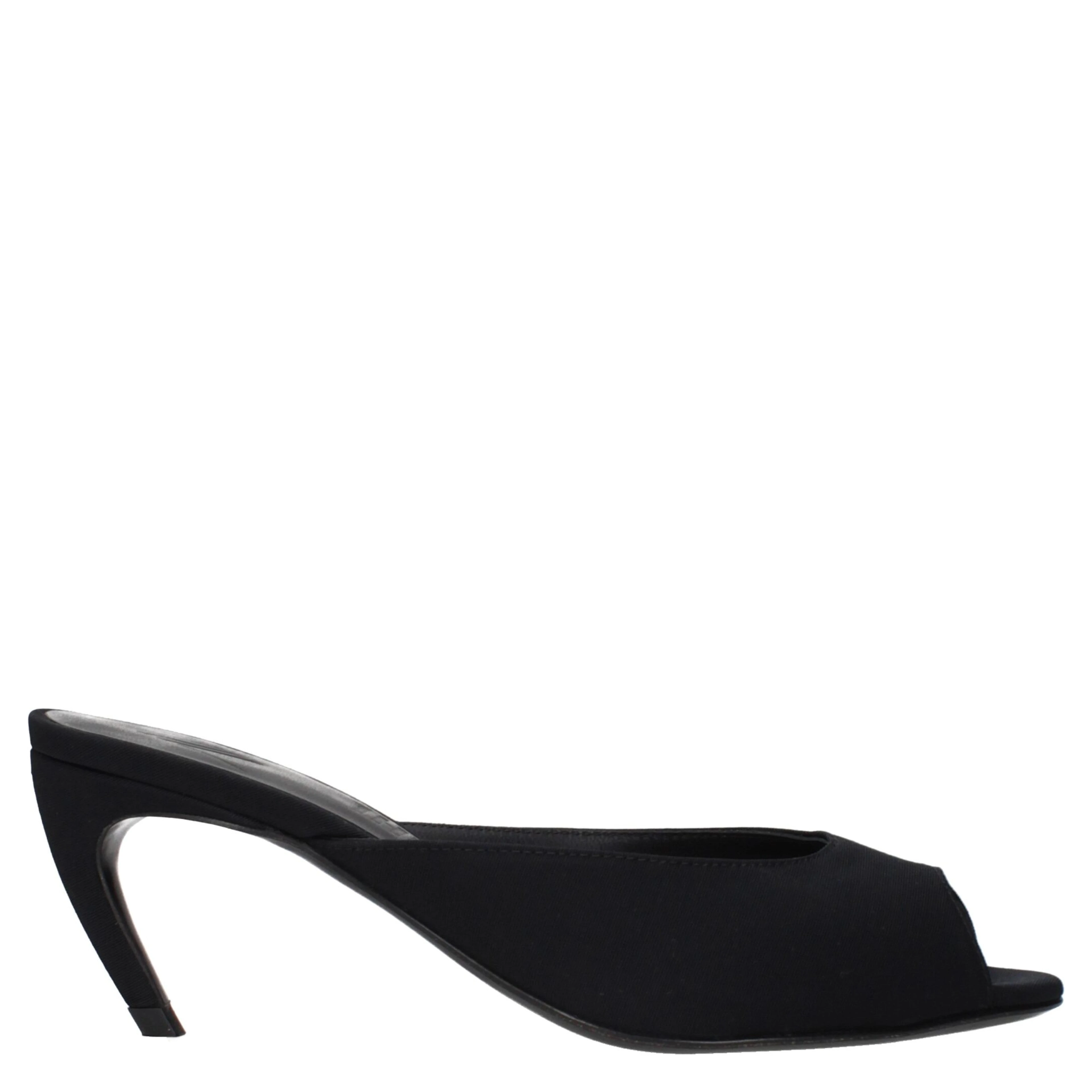 Black Fabric Flat Sandals