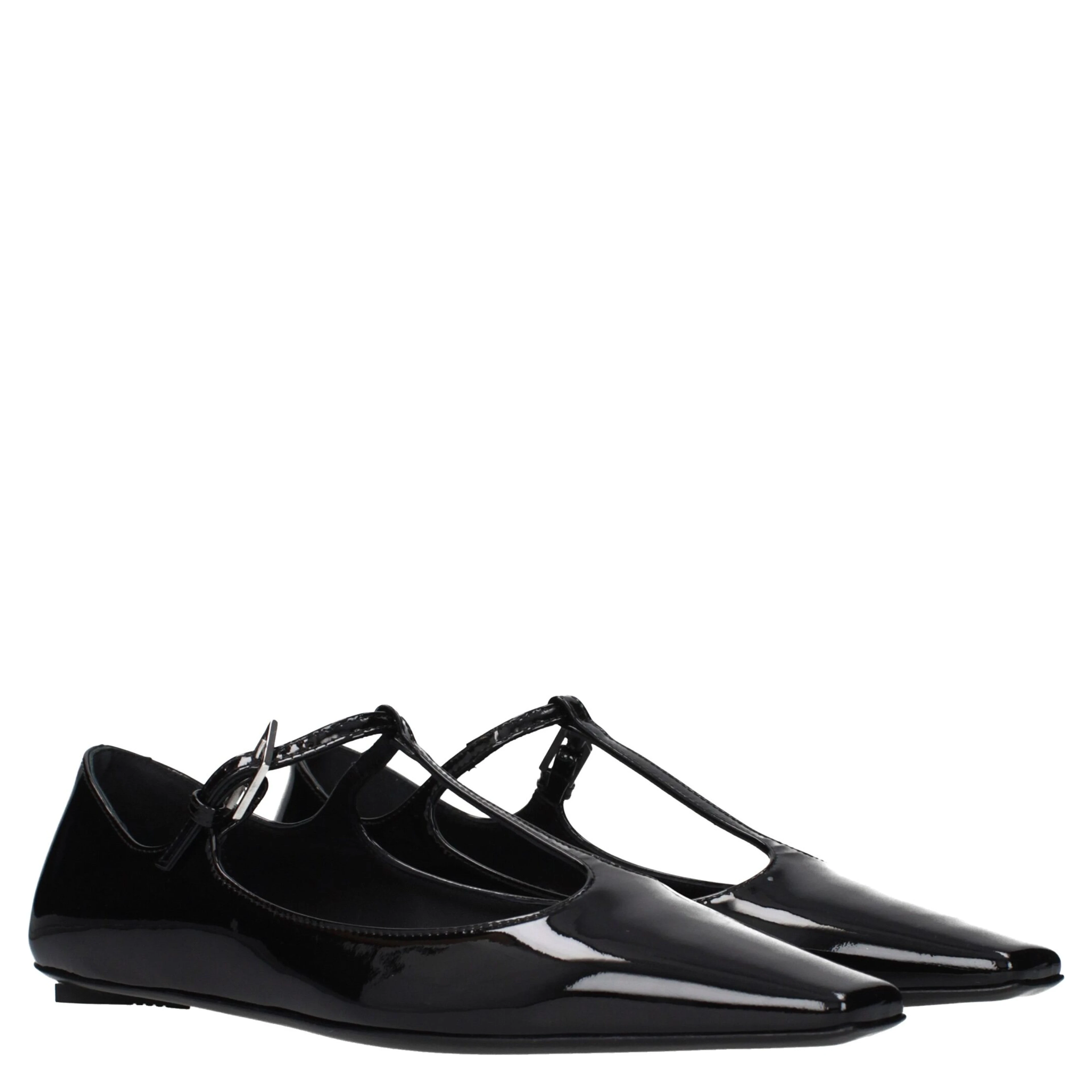 Black Leather Ballet Flats
