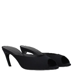 Black Fabric Flat Sandals