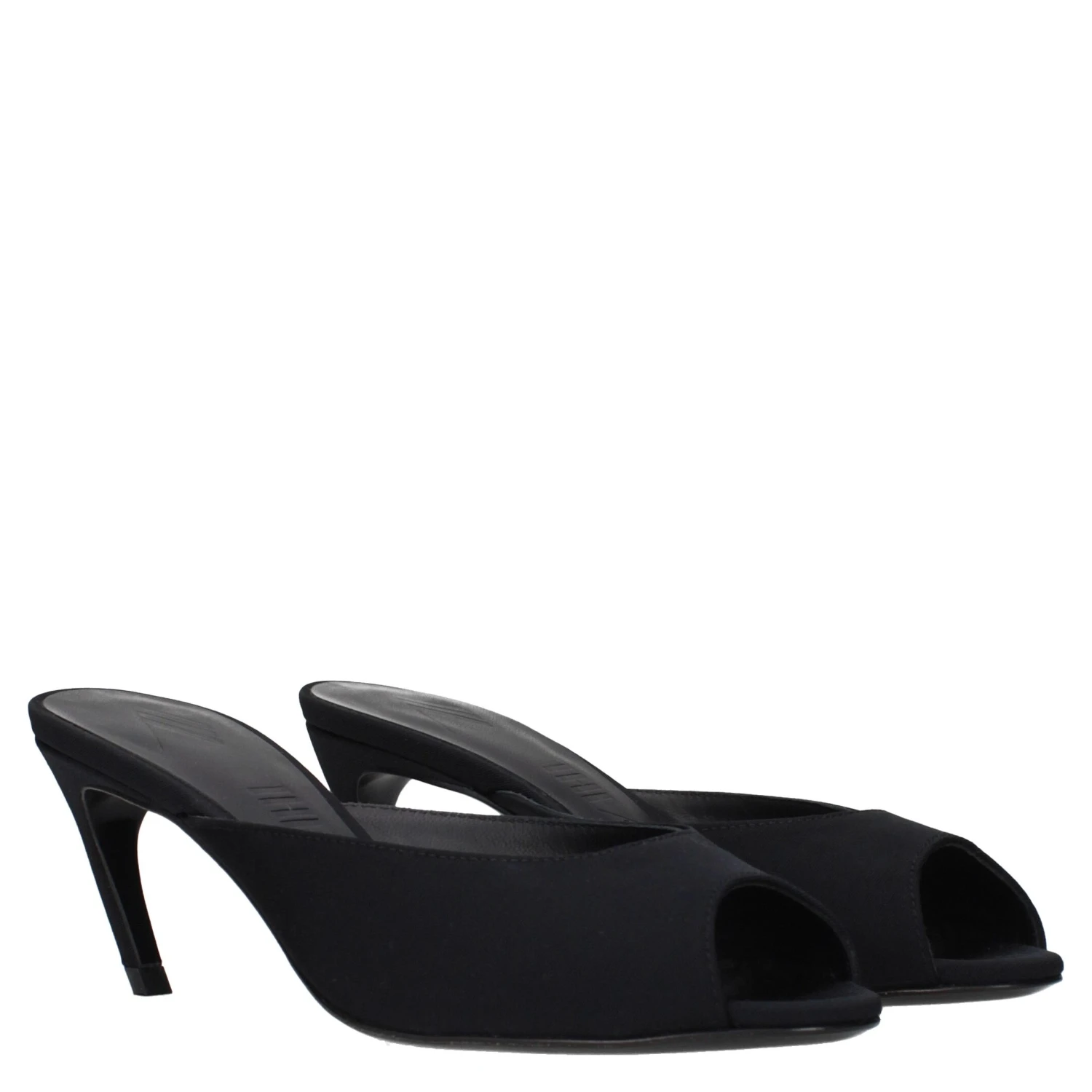 Black Fabric Flat Sandals