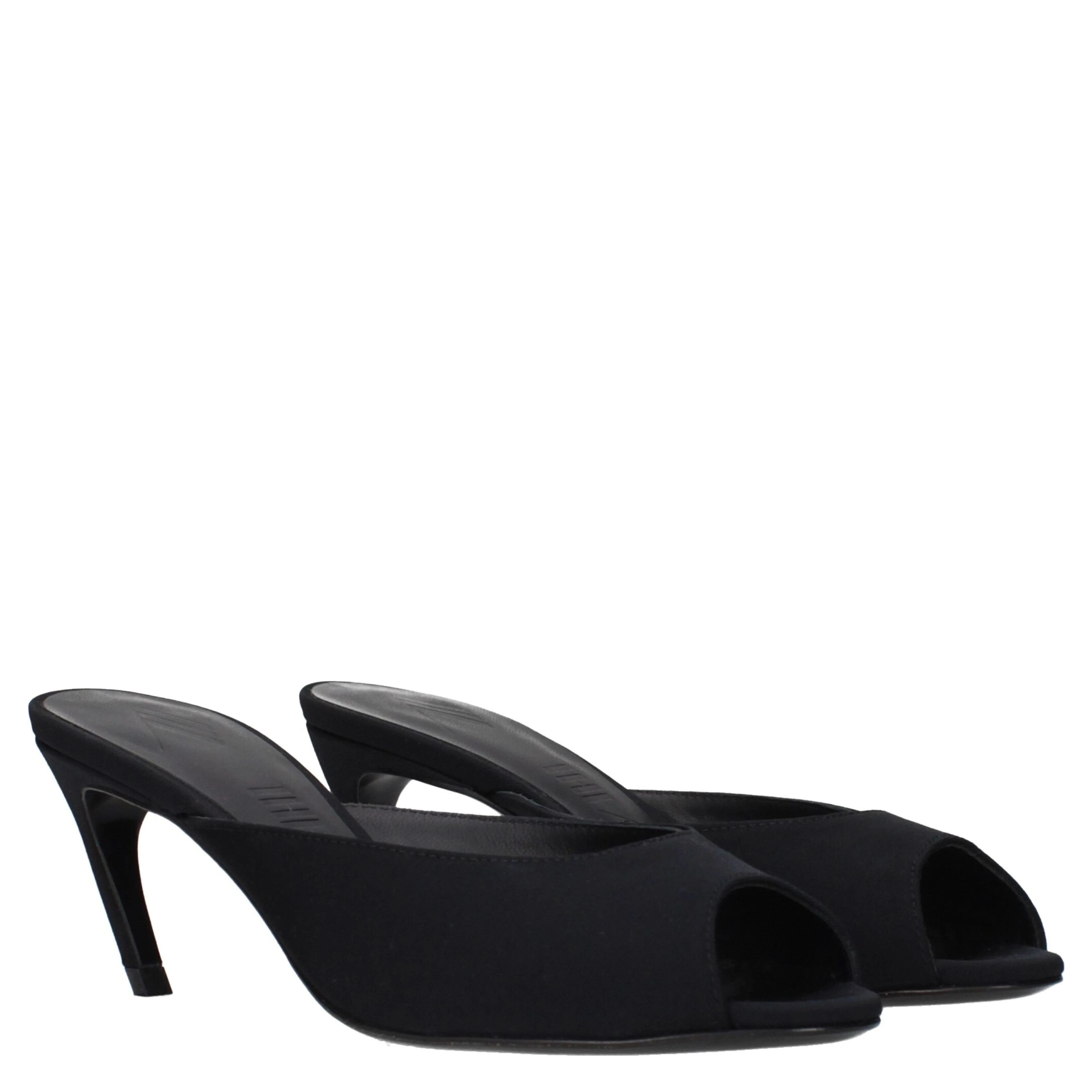 Black Fabric Flat Sandals