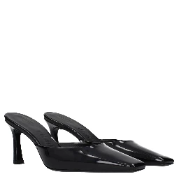 Black Leather Flat Sandals
