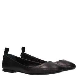 Black Leather Ballet Flats