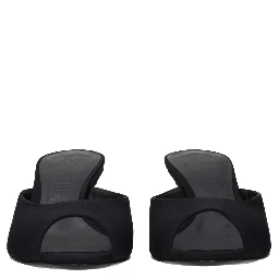 Black Fabric Flat Sandals