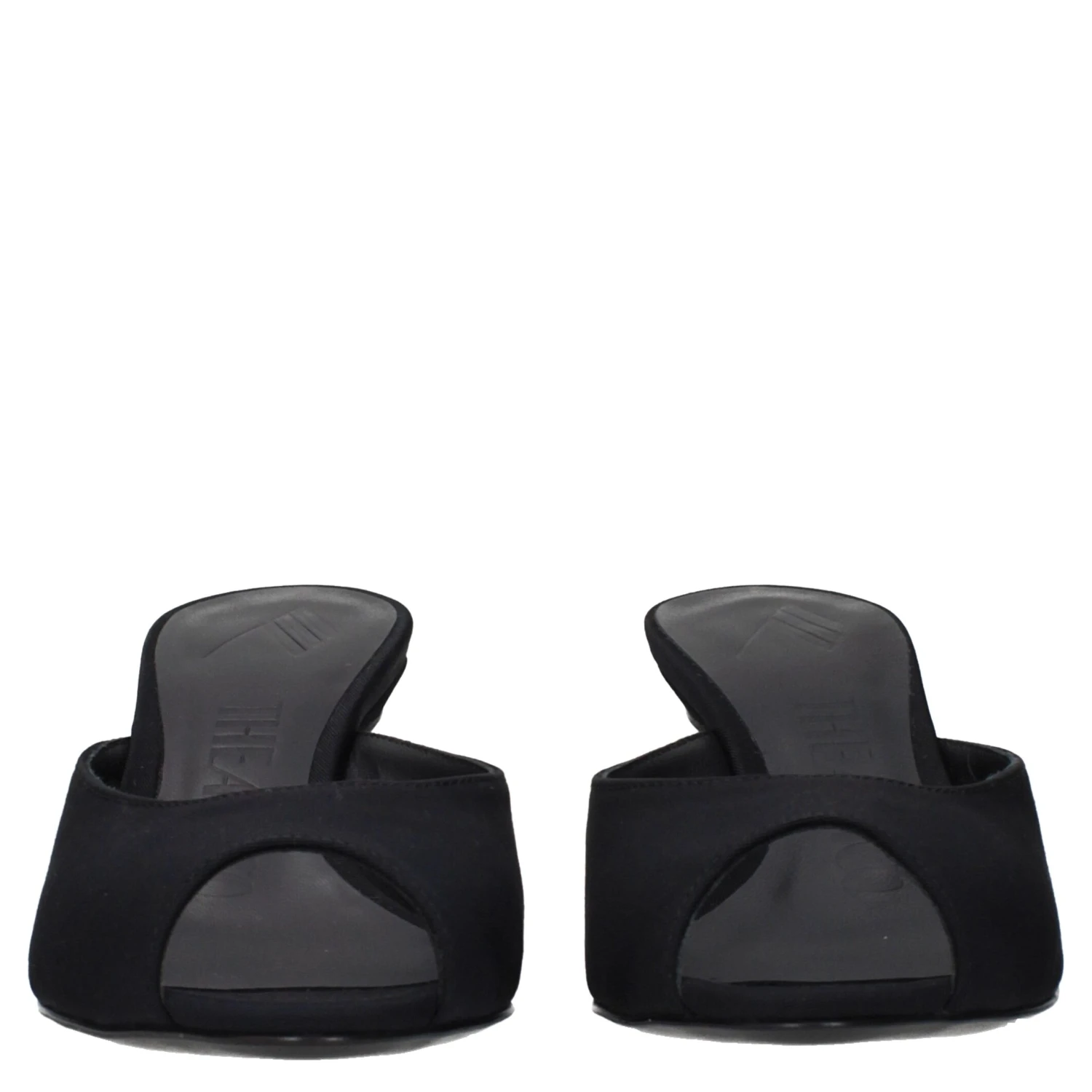 Black Fabric Flat Sandals