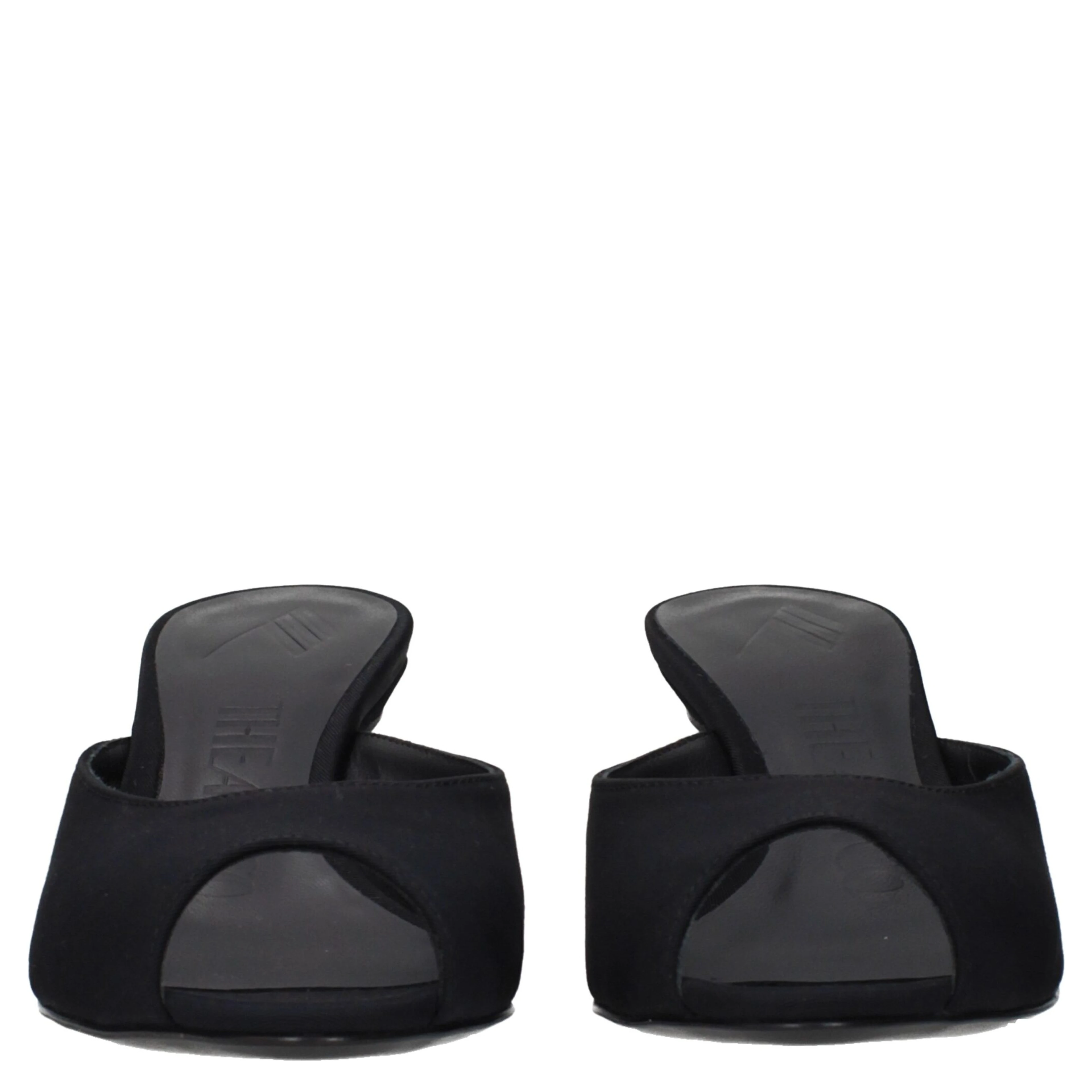 Black Fabric Flat Sandals