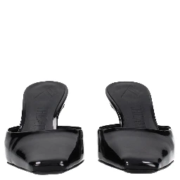 Black Leather Flat Sandals