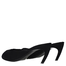Black Fabric Flat Sandals