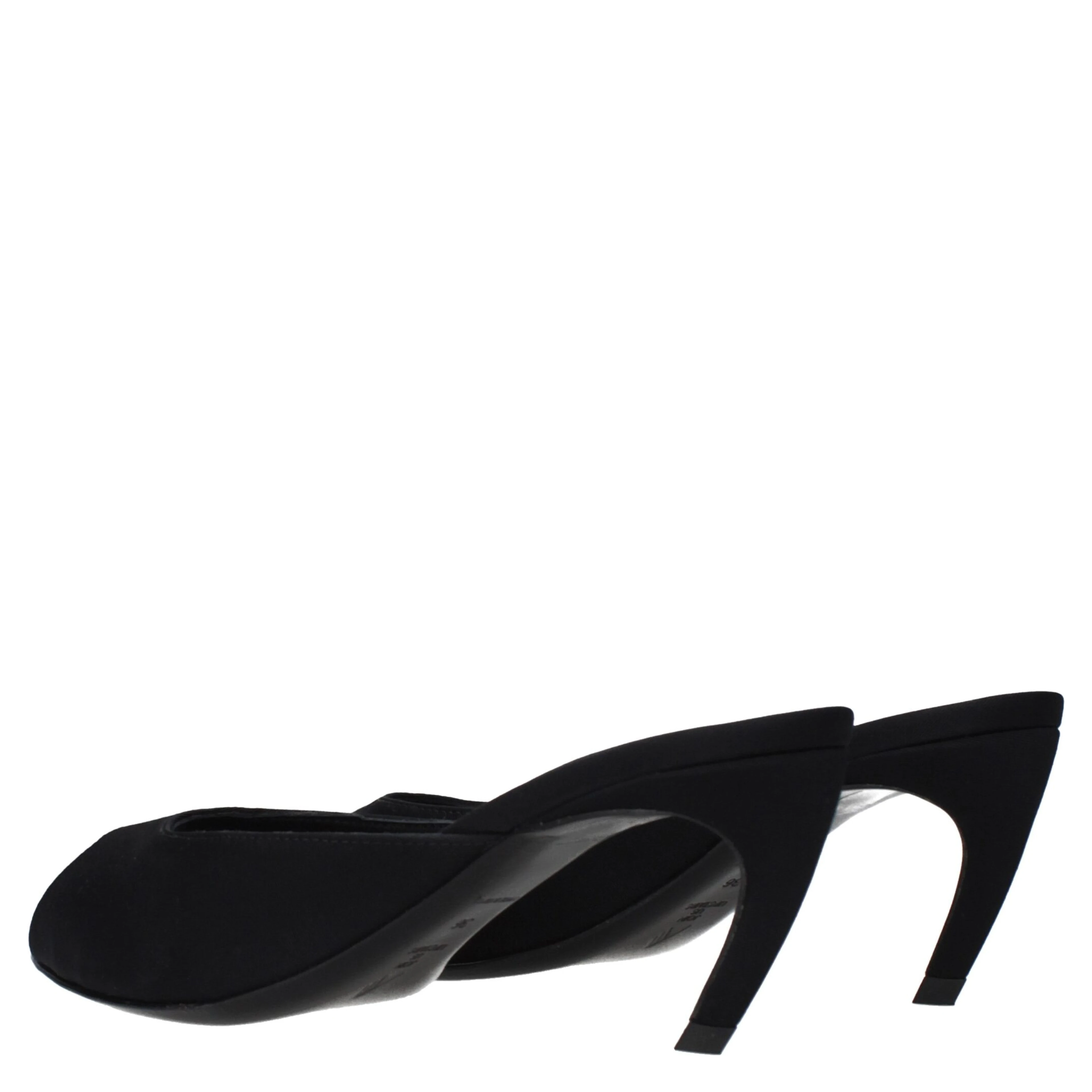 Black Fabric Flat Sandals