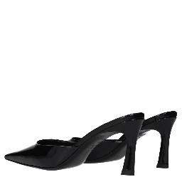 Black Leather Flat Sandals
