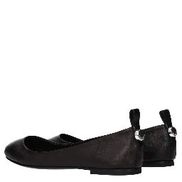 Black Leather Ballet Flats