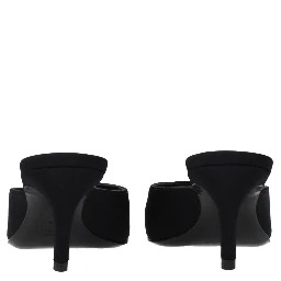 Black Fabric Flat Sandals