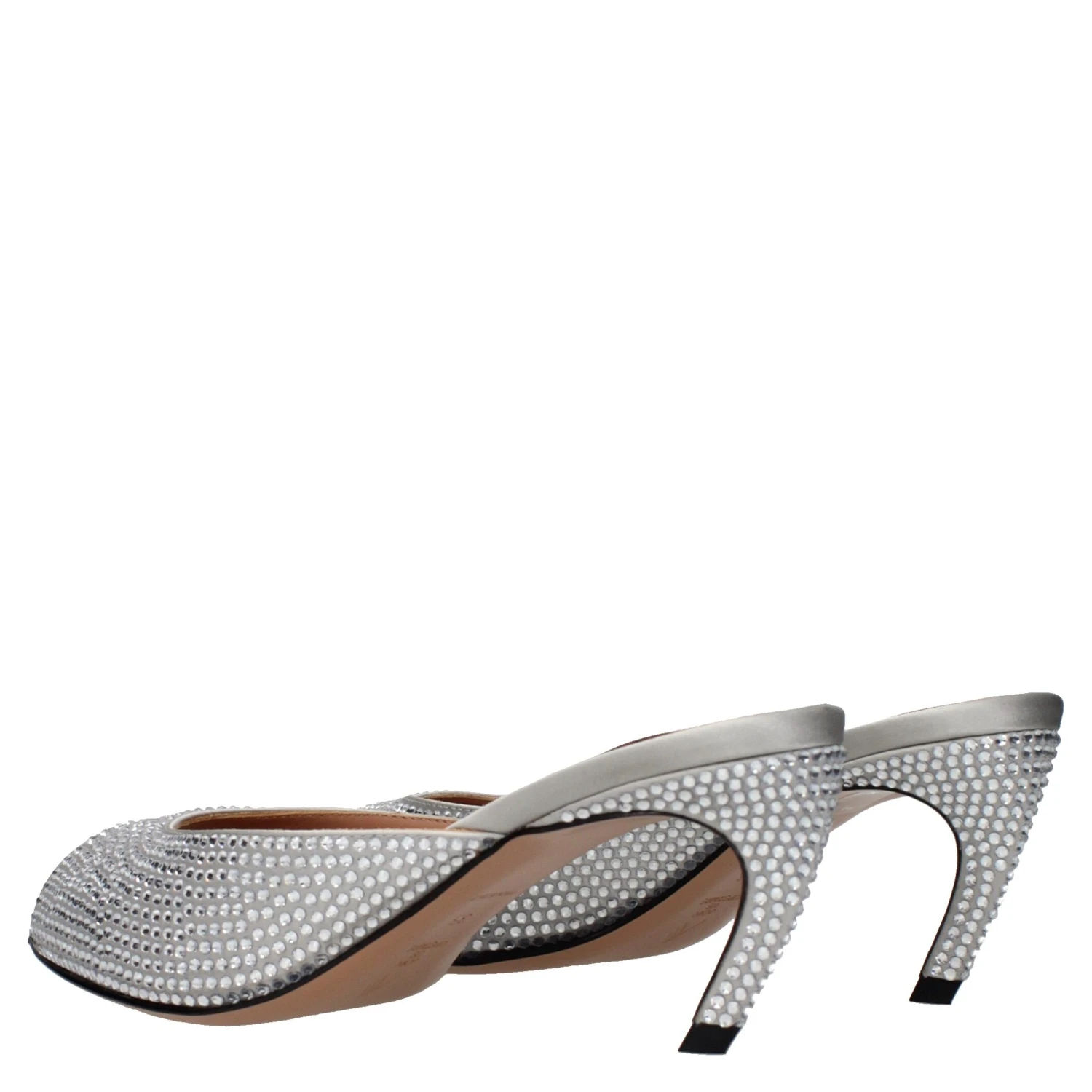 Gray Satin Stiletto Heel Sandals